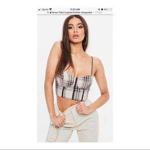 Missguided brown plaid cupped bralette crop top